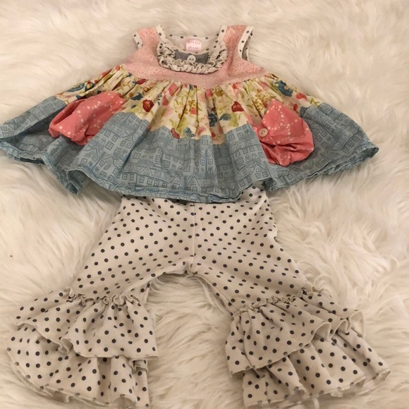 GIGGLE MOON TOP & LEGGINGS SZ 12M GOOD COND